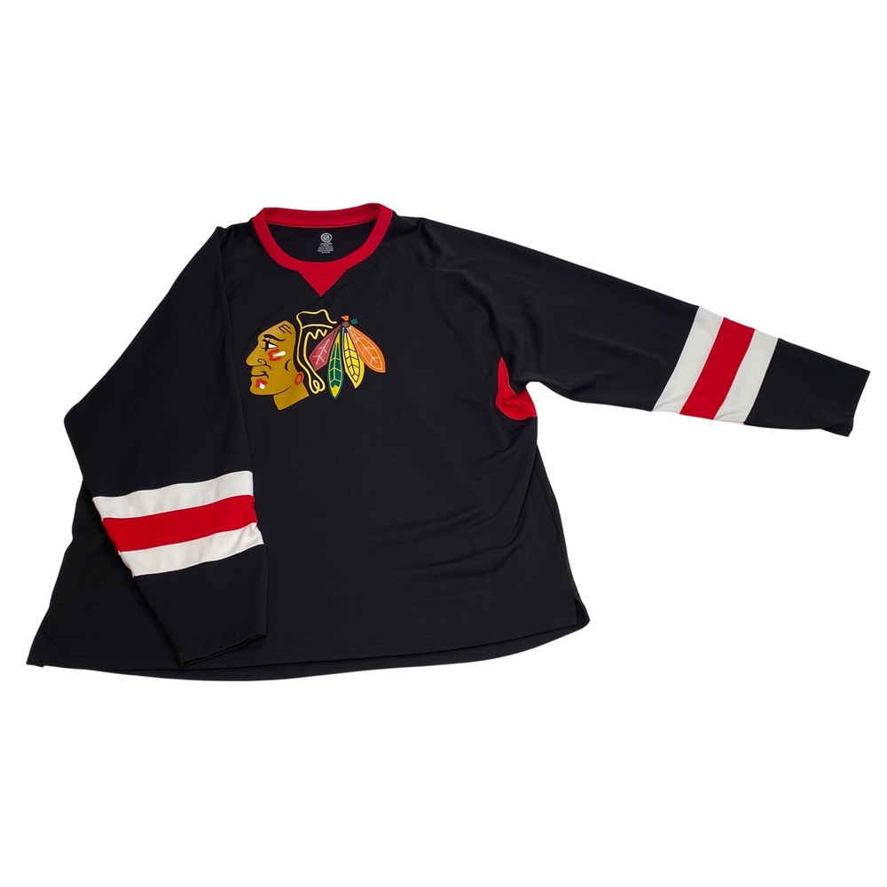 NHL Chicago Blackhawks Knights Apparel Jersey Shirt Mens 2XL‎ Black Long Sleeve